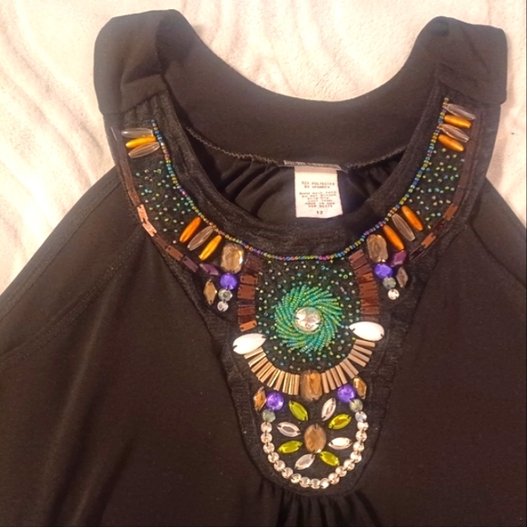 First Glance hand beaded mid dress size 12 - Picture 3 of 4